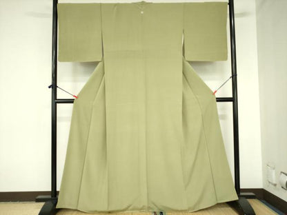 平和屋着物●上質な色無地　青丹色　正絹　逸品　未使用　DABH0056op