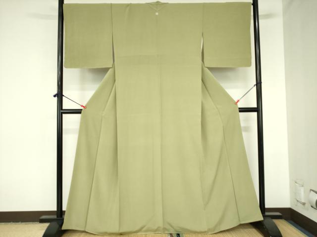 平和屋着物●上質な色無地　青丹色　正絹　逸品　未使用　DABH0056op