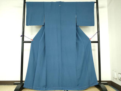 平和屋着物●上質な色無地　紺瑠璃色　正絹　逸品　DABH0057op