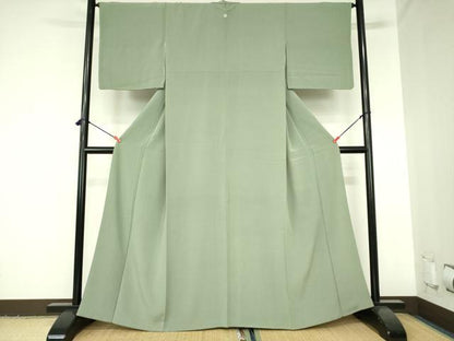 平和屋着物●上質な色無地　山葵色　正絹　逸品　DABH0058op