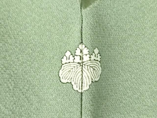 平和屋着物●上質な色無地　山葵色　正絹　逸品　DABH0058op
