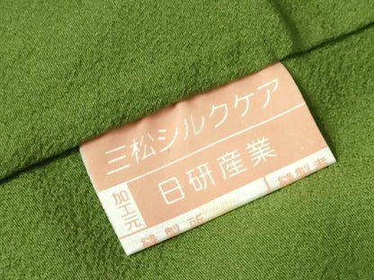 平和屋着物●上質な色無地　草色　正絹　逸品　未使用　DABH0059op