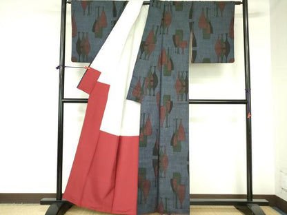 平和屋着物●本場大島紬　7マルキ　陶器文　正絹　逸品　DABH0063op