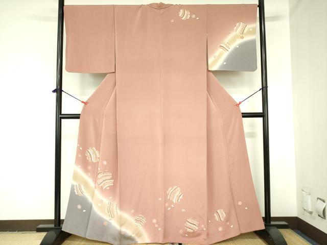 平和屋着物●訪問着　駒刺繍　舞桜　暈し染め　金彩　正絹　逸品　DABH0066op