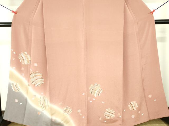 平和屋着物●訪問着　駒刺繍　舞桜　暈し染め　金彩　正絹　逸品　DABH0066op