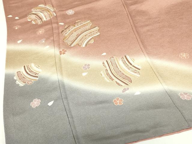 平和屋着物●訪問着　駒刺繍　舞桜　暈し染め　金彩　正絹　逸品　DABH0066op
