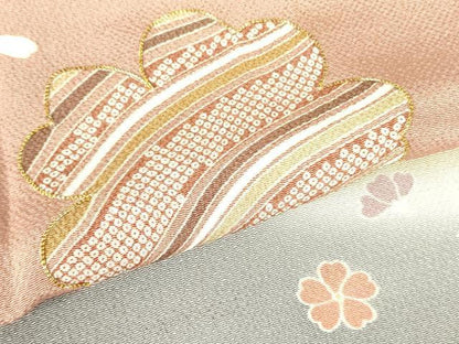 平和屋着物●訪問着　駒刺繍　舞桜　暈し染め　金彩　正絹　逸品　DABH0066op