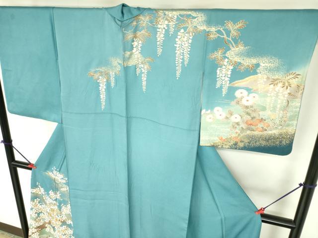 平和屋着物●訪問着　駒刺繍　枝桜　草花　暈し染め　金銀彩　正絹　逸品　DABH0067op