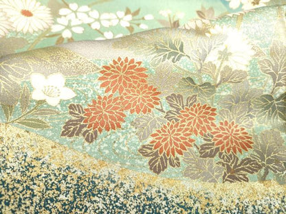 平和屋着物●訪問着　駒刺繍　枝桜　草花　暈し染め　金銀彩　正絹　逸品　DABH0067op