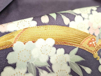 平和屋着物●訪問着　駒刺繍　花鼓　楽器文　金彩　正絹　逸品　DABH0069op