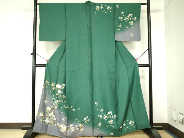 平和屋着物●訪問着　刺繍　草花　暈し染め　金彩　正絹　逸品　DABH0070op