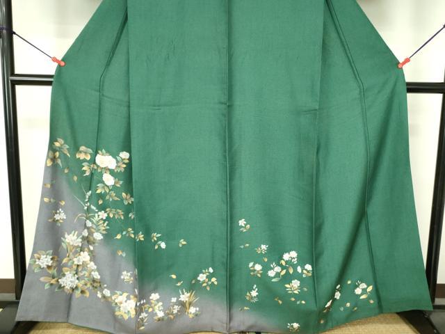 平和屋着物●訪問着　刺繍　草花　暈し染め　金彩　正絹　逸品　DABH0070op