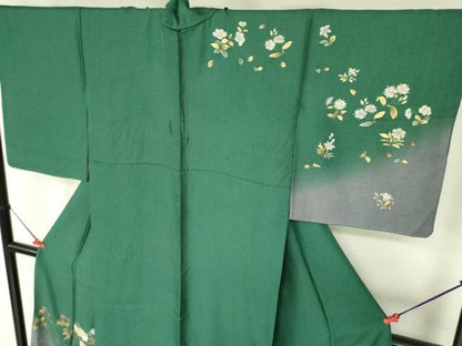 平和屋着物●訪問着　刺繍　草花　暈し染め　金彩　正絹　逸品　DABH0070op