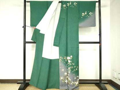 平和屋着物●訪問着　刺繍　草花　暈し染め　金彩　正絹　逸品　DABH0070op