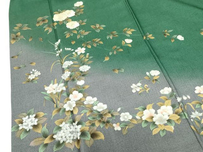 平和屋着物●訪問着　刺繍　草花　暈し染め　金彩　正絹　逸品　DABH0070op