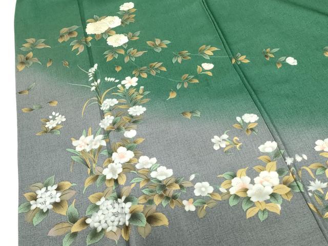 平和屋着物●訪問着　刺繍　草花　暈し染め　金彩　正絹　逸品　DABH0070op