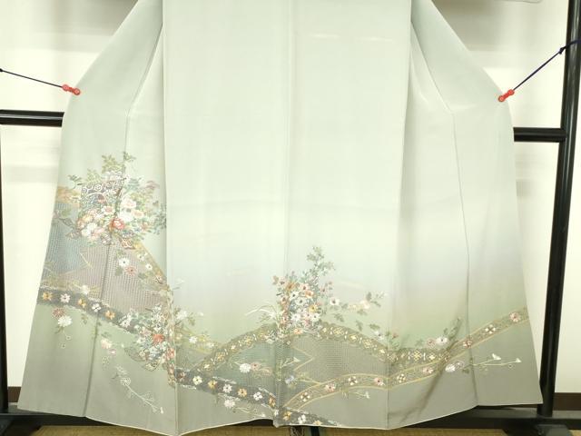 平和屋着物●中国三大刺繍　スワトウ刺繍　汕頭刺繍　総刺繍　訪問着　几帳花文　暈し染め　金彩　正絹　逸品　DABH0071op