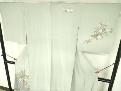 平和屋着物●中国三大刺繍　スワトウ刺繍　汕頭刺繍　総刺繍　訪問着　几帳花文　暈し染め　金彩　正絹　逸品　DABH0071op