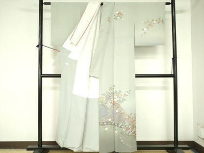 平和屋着物●中国三大刺繍　スワトウ刺繍　汕頭刺繍　総刺繍　訪問着　几帳花文　暈し染め　金彩　正絹　逸品　DABH0071op