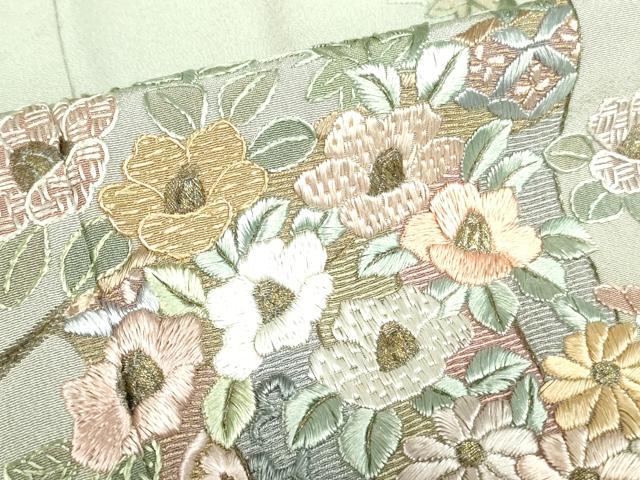 平和屋着物●中国三大刺繍　スワトウ刺繍　汕頭刺繍　総刺繍　訪問着　几帳花文　暈し染め　金彩　正絹　逸品　DABH0071op