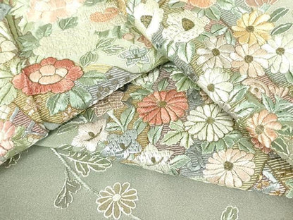 平和屋着物●中国三大刺繍　スワトウ刺繍　汕頭刺繍　総刺繍　訪問着　几帳花文　暈し染め　金彩　正絹　逸品　DABH0071op