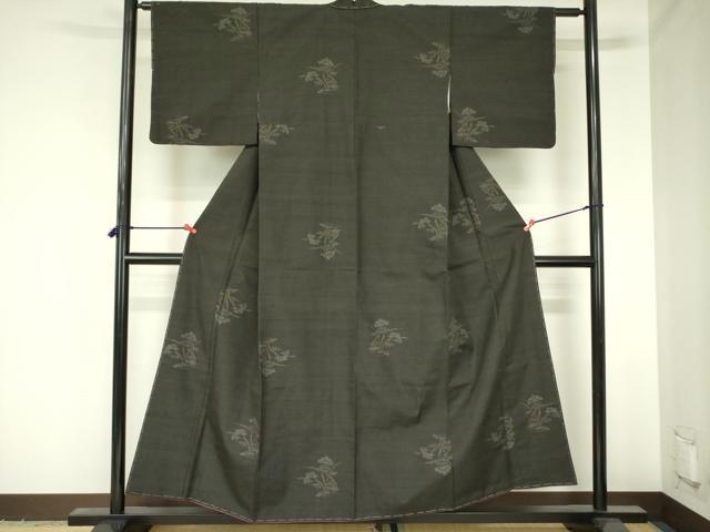 平和屋着物●結城紬　100亀甲　飛び亀甲柄　花松文　正絹　逸品　未使用　DABH0073op