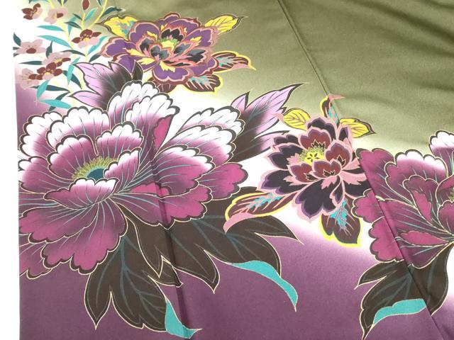 平和屋着物●豪華振袖　刺繍　牡丹　暈し染め　金彩　正絹　逸品　DABH0076op