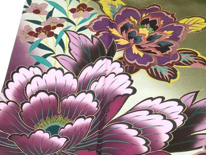 平和屋着物●豪華振袖　刺繍　牡丹　暈し染め　金彩　正絹　逸品　DABH0076op