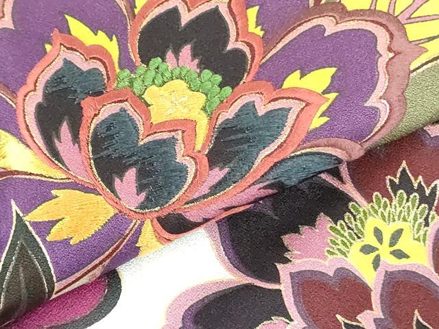 平和屋着物●豪華振袖　刺繍　牡丹　暈し染め　金彩　正絹　逸品　DABH0076op