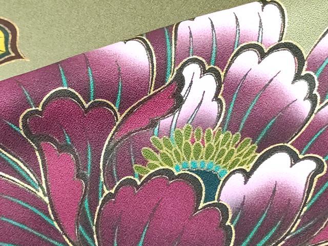 平和屋着物●豪華振袖　刺繍　牡丹　暈し染め　金彩　正絹　逸品　DABH0076op