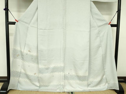 平和屋着物●訪問着　刺繍　花丸文　暈し染め　金糸　ロング丈　正絹　逸品　DABH0077op