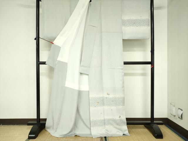 平和屋着物●訪問着　刺繍　花丸文　暈し染め　金糸　ロング丈　正絹　逸品　DABH0077op