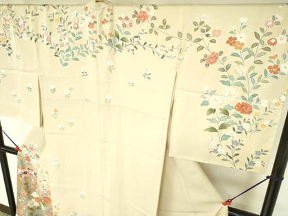 平和屋着物●訪問着　駒刺繍　草花　暈し染め　金彩　鈴乃屋扱い　正絹　逸品　DABH0079op