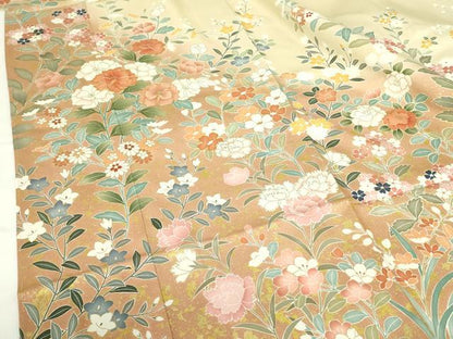 平和屋着物●訪問着　駒刺繍　草花　暈し染め　金彩　鈴乃屋扱い　正絹　逸品　DABH0079op