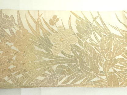 平和屋着物◎つけ帯　草花　金糸　正絹　逸品　DABH0081op