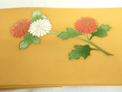 平和屋着物◎つけ帯　亀甲花文　金彩　正絹　逸品　DABH0082op