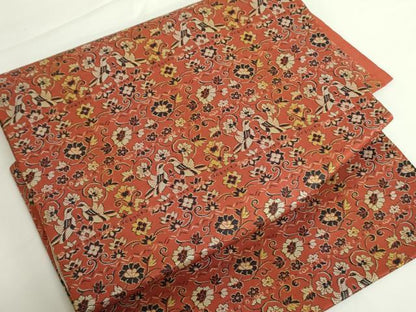 平和屋着物◎つけ帯　紹巴　向かい鳥花文　正絹　逸品　未使用　DABH0083op