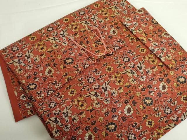 平和屋着物◎つけ帯　紹巴　向かい鳥花文　正絹　逸品　未使用　DABH0083op