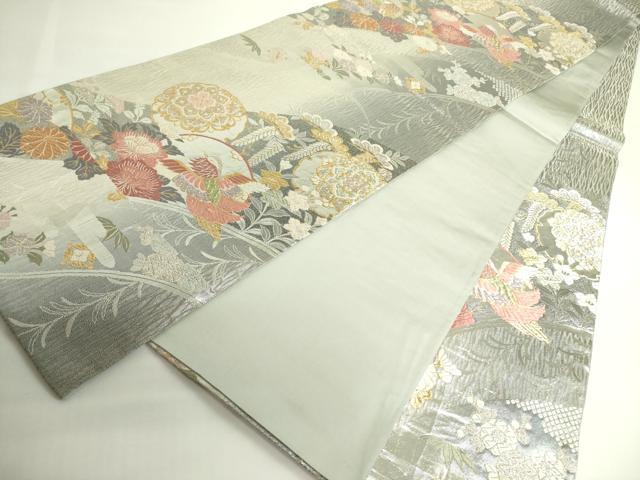 平和屋着物◎六通柄袋帯　唐織　雪輪花鳥文　金銀糸　正絹　逸品　DABH0089op
