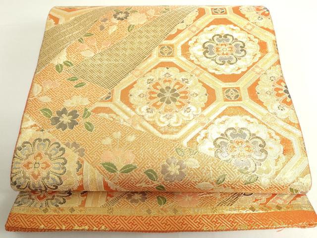 平和屋着物◎本佐賀錦　六通柄袋帯　蜀江花文　金糸　正絹　逸品　DABH0090op