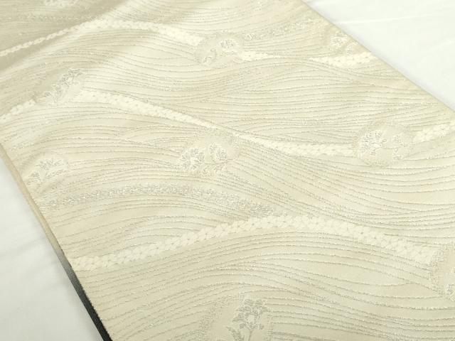 平和屋着物◎両面　六通柄袋帯　唐織　飛鶴舞蝶花文　金銀糸　正絹　逸品　DABH0091op