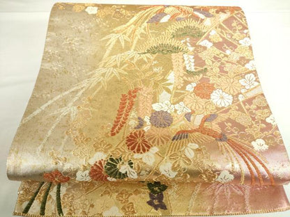 平和屋着物◎西陣　六通柄袋帯　唐織　鳳凰花文　金銀糸　正絹　逸品　DABH0094op