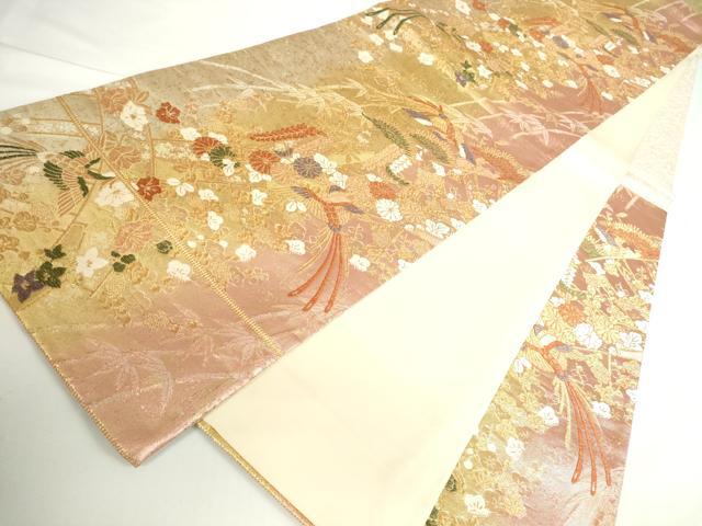 平和屋着物◎西陣　六通柄袋帯　唐織　鳳凰花文　金銀糸　正絹　逸品　DABH0094op