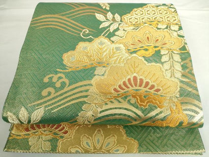 平和屋着物◎佐賀錦　六通柄袋帯　景勝藤松文　金糸　正絹　逸品　DABH0097op