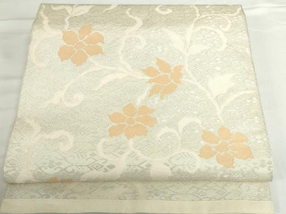 平和屋着物◎全通柄　本袋帯　更紗花唐草文　銀糸　正絹　逸品　DABH0100op