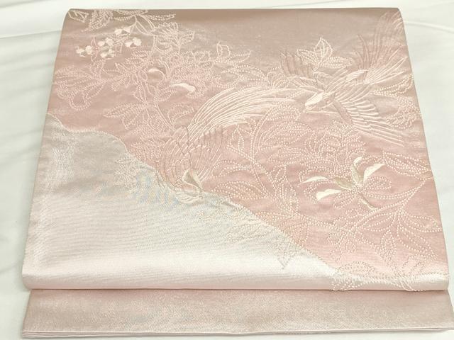 平和屋着物◎中国三大刺繍　相良刺繍　総刺繍　太鼓柄袋帯　花鳥文　正絹　逸品　DABH0103op