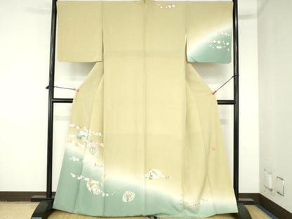 平和屋着物●訪問着　友禅　作家物　草花文　暈し染め　正絹　逸品　DABH0131op