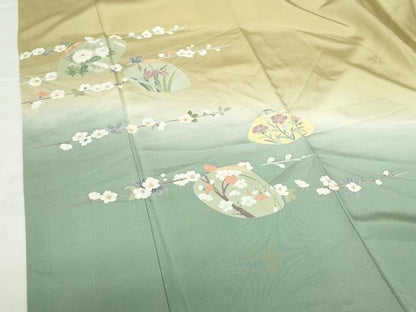 平和屋着物●訪問着　友禅　作家物　草花文　暈し染め　正絹　逸品　DABH0131op