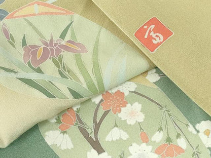 平和屋着物●訪問着　友禅　作家物　草花文　暈し染め　正絹　逸品　DABH0131op