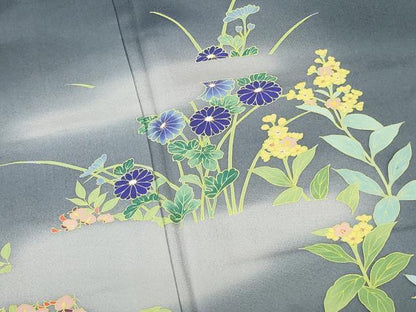 平和屋着物●訪問着　草花　暈し染め　正絹　逸品　DABH0132op
